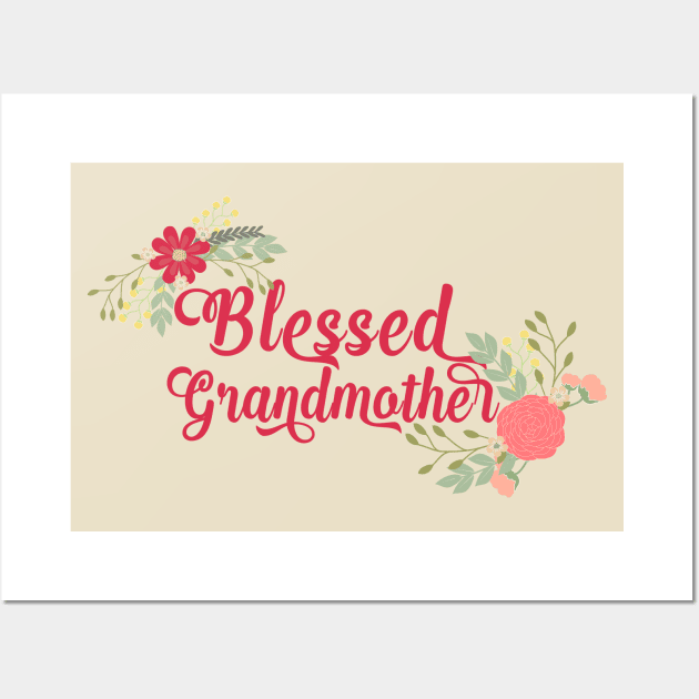 Blessed Grandmother Floral Christian Grandma Art Wall Art by g14u